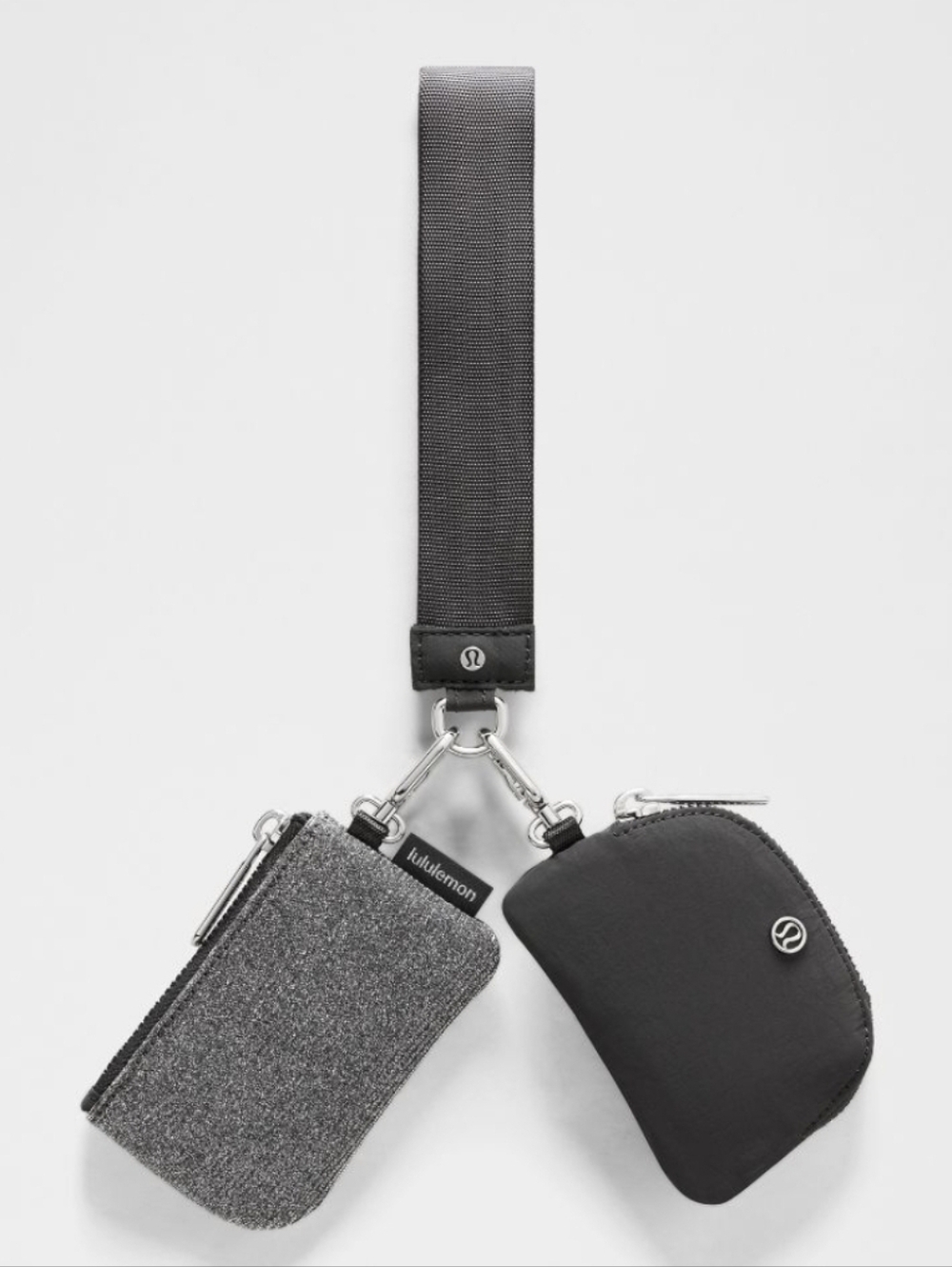 NWT Lululemon Dual Pouch Wristlet *Glitter – Black/Gunmetal